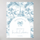 Franse Toile de Jouy Elegante boog Bruids Welkom Poster (Voorkant)