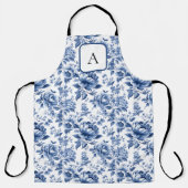  Franse Toile de Jouy Monogram Marine Blauw Schort (Voorkant)