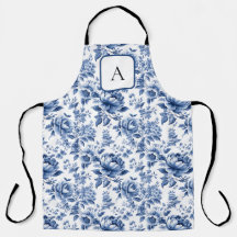  Franse Toile de Jouy Monogram Marine Blauw