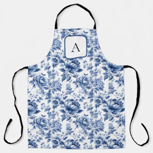  Franse Toile de Jouy Monogram Marine Blauw Schort