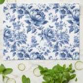  Franse Toile de Jouy Monogram Marine Blauw Theedoek (Gevouwen)