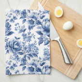  Franse Toile de Jouy Monogram Marine Blauw Theedoek (Quarter Fold)