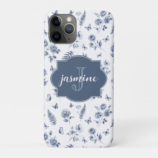 Franse Toile de jouy Monogram Naam Chinoseirie Case-Mate iPhone Case (Achterkant)