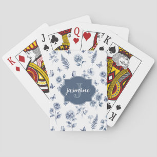 Franse Toile de jouy Monogram Naam Chinoseirie Pokerkaarten