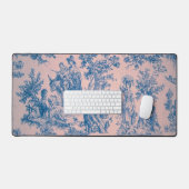 Franse toile de jouy roze en blauw elegant bureaumat (Keyboard & Muis)