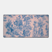 Franse toile de jouy roze en blauw elegant bureaumat (Voorkant)