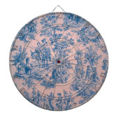 Franse toile de jouy roze en blauw elegant dartbord (Voorkant)