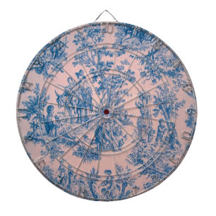 Franse toile de jouy roze en blauw elegant dartbord
