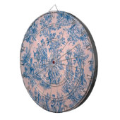 Franse toile de jouy roze en blauw elegant dartbord (Voorkant Rechts)