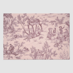 Franse toile de jouy roze en zwarte decoupage tissuepapier
