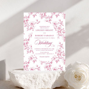 Franse Toile de Jouy Rozen Stof Roze Trouw Kaart
