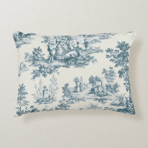 Franse toile de jouy sage groen elegant accent kussen