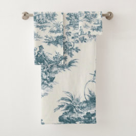 Franse toile de jouy sage groen elegant bad handdoek