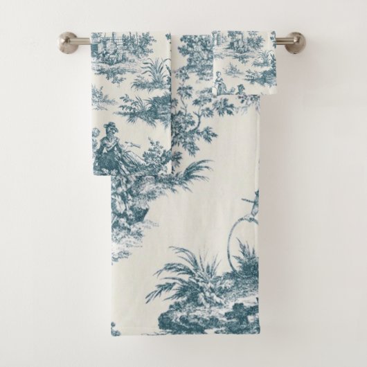 Franse toile de jouy sage groen elegant bad handdoek (Insitu)
