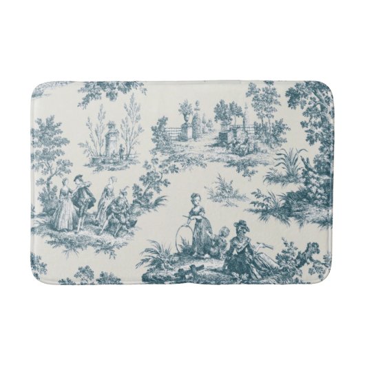 Franse toile de jouy sage groen elegant badmat (Voorkant)