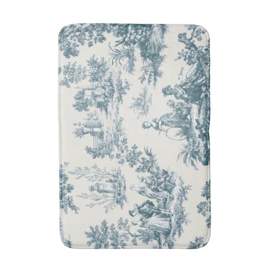 Franse toile de jouy sage groen elegant badmat (Voorkant Verticaal)