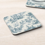 Franse toile de jouy sage groen elegant bier onderzetter (Linkerzijde)