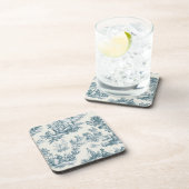 Franse toile de jouy sage groen elegant bier onderzetter (Rechterzijde)