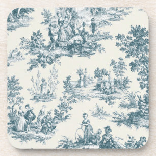 Franse toile de jouy sage groen elegant bier onderzetter