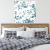 Franse toile de jouy sage groen elegant canvas afdruk (Insitu (Slaapkamer))