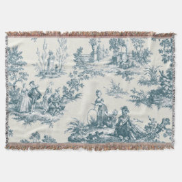 Franse toile de jouy sage groen elegant deken