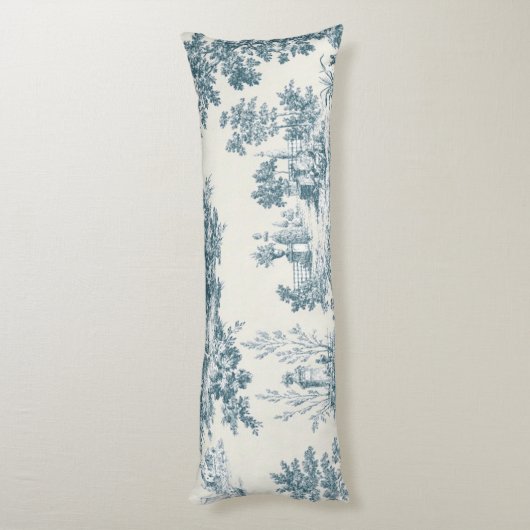 Franse toile de jouy sage groen elegant lichaamskussen (Achterkant (Verticaal))