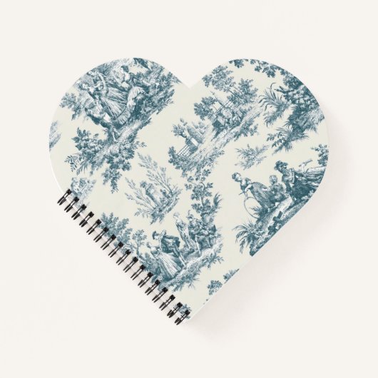 Franse toile de jouy sage groen elegant notitieboek (Voorkant)