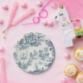 Franse toile de jouy sage groen elegant papieren bordje (Feest)