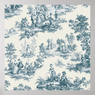 Franse toile de jouy sage groen elegant poster