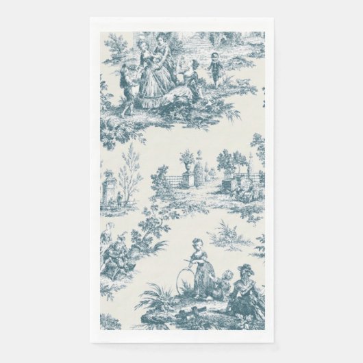 Franse toile de jouy sage groen elegant servet (Voorkant)