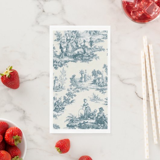 Franse toile de jouy sage groen elegant servet (Insitu)