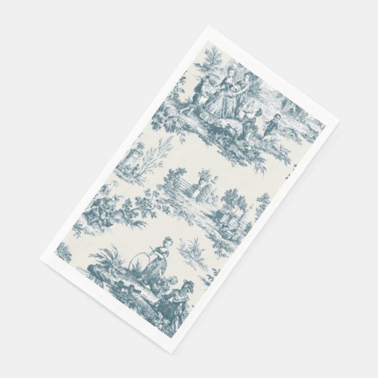 Franse toile de jouy sage groen elegant servet (Hoek)