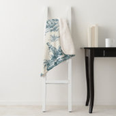 Franse toile de jouy sage groen elegant sherpa deken (In situ)