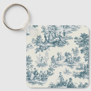 Franse toile de jouy sage groen elegant sleutelhanger