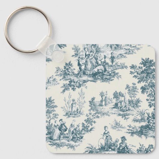 Franse toile de jouy sage groen elegant sleutelhanger (Voorkant)