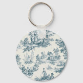 Franse toile de jouy sage groen elegant sleutelhanger (Voorkant)