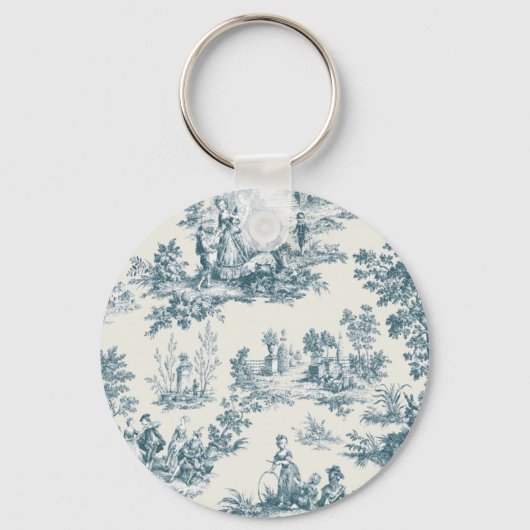 Franse toile de jouy sage groen elegant sleutelhanger (Voorkant)