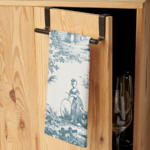 Franse toile de jouy sage groen elegant theedoek