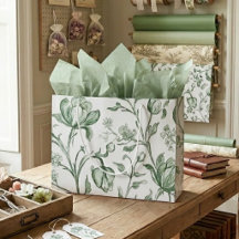 Franse Toile de Jouy Saliegroen Vintage Bloemen