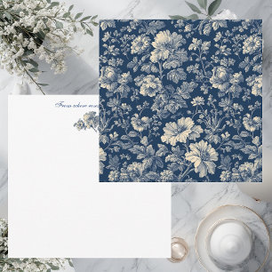 Franse Toile De Jouy Vintage Indigo Blauwe Maatwer Notitiekaartje
