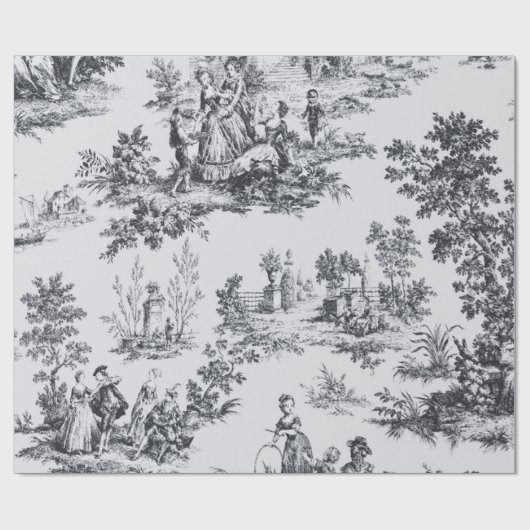 Franse toile de jouy zwart-wit decoupage cadeaupapier (Vlak)