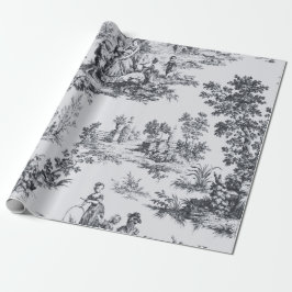 Franse toile de jouy zwart-wit decoupage cadeaupapier