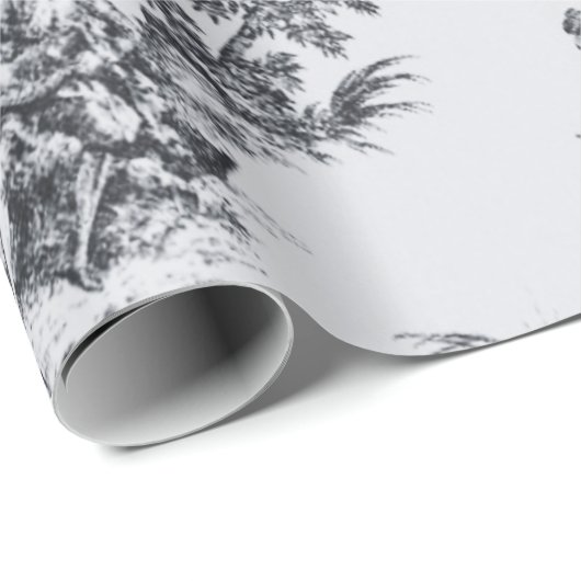 Franse toile de jouy zwart-wit decoupage cadeaupapier (Rol Hoek)