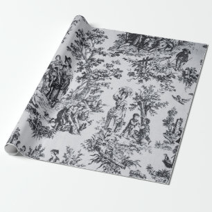 Franse toile de jouy zwart-wit decoupage cadeaupapier