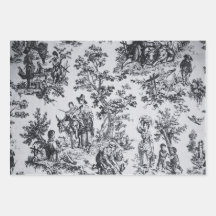 Franse toile de jouy zwart-wit decoupage