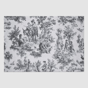 Franse toile de jouy zwart-wit decoupage tissuepapier