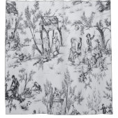 Franse toile de jouy zwart-wit elegante kunst douchegordijn (Voorkant)