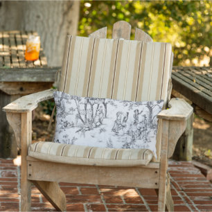 Franse toile de jouy zwart-wit elegante patio buitenkussen