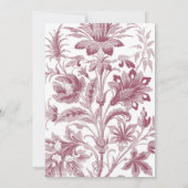 Franse Toile Dusty Roos Floral Wedding Bedankkaart (Achterkant)