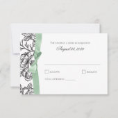 Franse Toile en Sage Bow Reactie RSVP Kaartje (Voorkant)